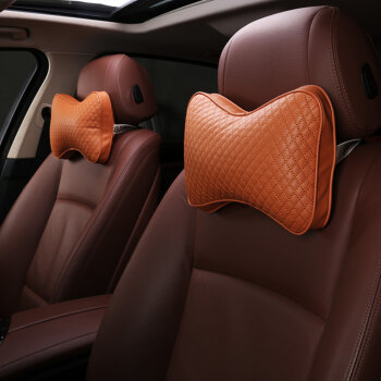 爵寧 汽車頭枕護頸枕 真皮車用靠枕車用頸枕靠枕骨頭枕 四季座椅頭枕 車枕用品汽車用品 好運棕 日產瑪馳驪威騏達軒逸